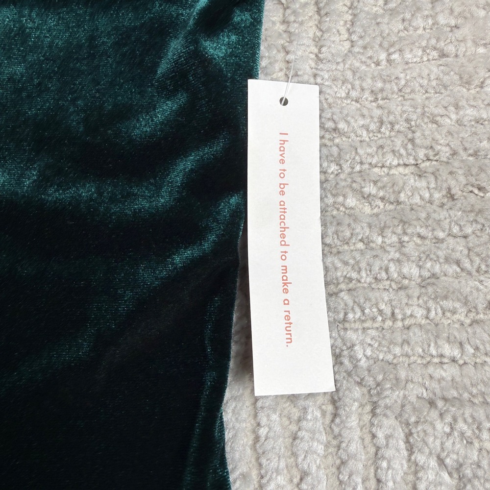 ModCloth Velvet Mixed Media Top Women's Small Green Puff Sleeve Holiday Romantic - Picture 7 of 10